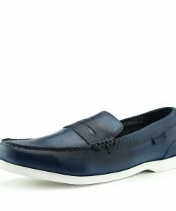 Kickfootwear MENS Smith Leather Classic Flat Loafers- Navy 9 Kickfootwear MENS Smith Leather Classic Flat Loafers- Navy