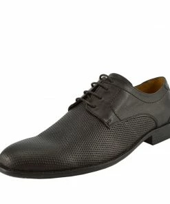 Kickfootwear Perforated Texture Leather Oxford Shoes - Brown