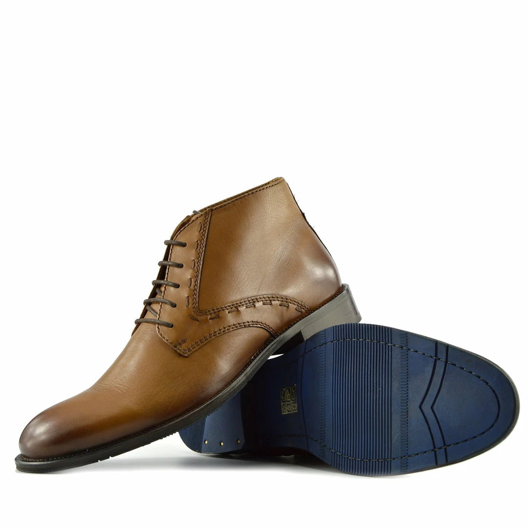 Kickfootwear MENS Windsor Leather Brogue Derby Boots - Tan 2 Kickfootwear MENS Windsor Leather Brogue Derby Boots - Tan