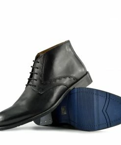 Kickfootwear MENS Windsor Leather Brogue Derby Boots - Black