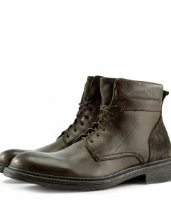 Kickfootwear Lincoln Leather Combat Military Biker Boots - Brown