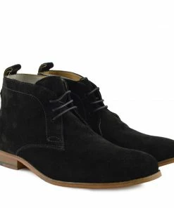 Kickfootwear MENS Harley Classic Suede Desert Ankle Boots - Black
