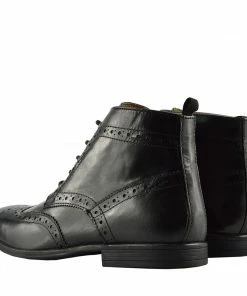 Kickfootwear Baker Leather Smart Brogue Ankle Boots - Black MENS