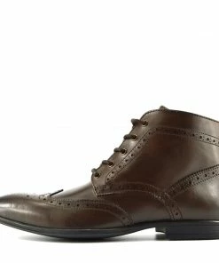 Kickfootwear Baker Leather Smart Brogue Ankle Boots - Brown MENS