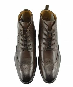 Kickfootwear Baker Leather Smart Brogue Ankle Boots - Brown MENS