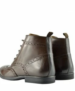 Kickfootwear Baker Leather Smart Brogue Ankle Boots - Brown MENS