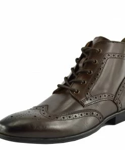Kickfootwear Baker Leather Smart Brogue Ankle Boots - Brown MENS