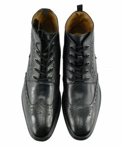 Kickfootwear Baker Leather Smart Brogue Ankle Boots - Black MENS