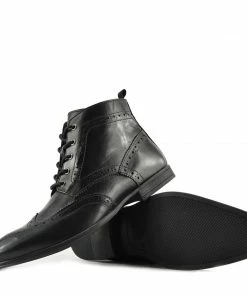 Kickfootwear Baker Leather Smart Brogue Ankle Boots - Black MENS