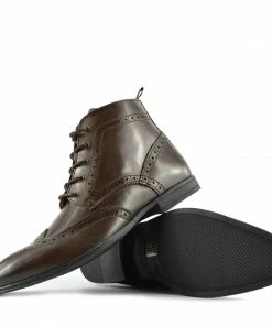 Kickfootwear Baker Leather Smart Brogue Ankle Boots - Brown MENS