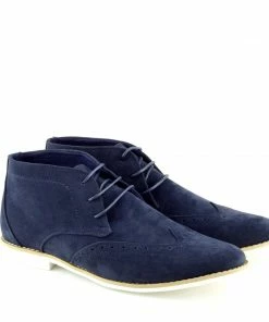 Kickfootwear MENS Hatton Suede Desert Lace Up Ankle Boots - Navy