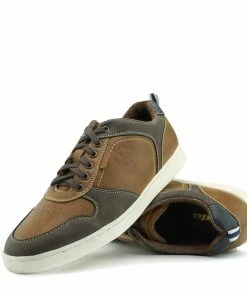Kickfootwear Saint Lace Up Premium Leather Trainer - Tan Mix