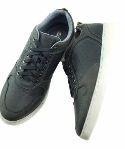 Kickfootwear MENS Saint Lace Up Premium Leather Trainer - Navy