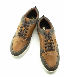Kickfootwear Saint Lace Up Premium Leather Trainer - Tan Mix