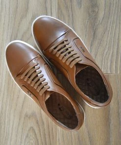 Kickfootwear MENS Saint Lace Up Premium Leather Trainer - Tan 9 Kickfootwear MENS Saint Lace Up Premium Leather Trainer - Tan