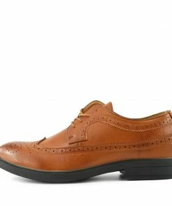 Kickfootwear MENS Brogue Detail Lace Up Shoes - Tan