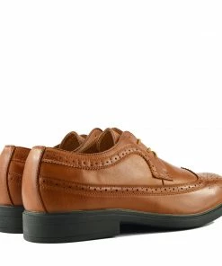 Kickfootwear MENS Brogue Detail Lace Up Shoes - Tan