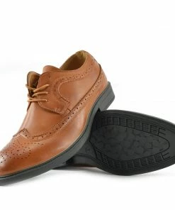 Kickfootwear MENS Brogue Detail Lace Up Shoes - Tan