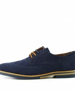 Kickfootwear Brogue Detail Contrast Lace Up Shoes - Navy MENS