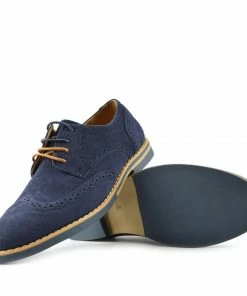 Kickfootwear Brogue Detail Contrast Lace Up Shoes - Navy MENS