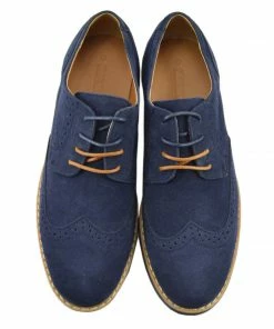 Kickfootwear Brogue Detail Contrast Lace Up Shoes - Navy MENS