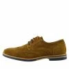 Kickfootwear Mens Casual Suit Suede Formal Office Smart Work Lace Up Oxford Brogue Shoes - Tan - Navy