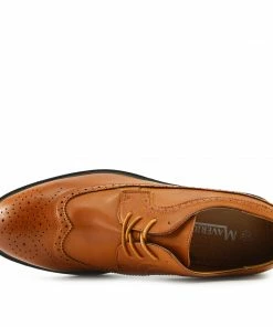 Kickfootwear MENS Brogue Detail Lace Up Shoes - Tan