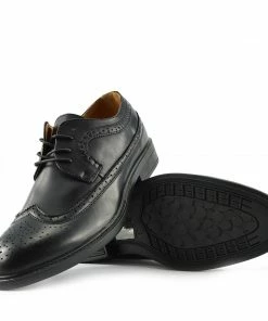 Kickfootwear MENS Brogue Detail Lace Up Shoes - Black