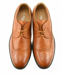 Kickfootwear MENS Brogue Detail Lace Up Shoes - Tan