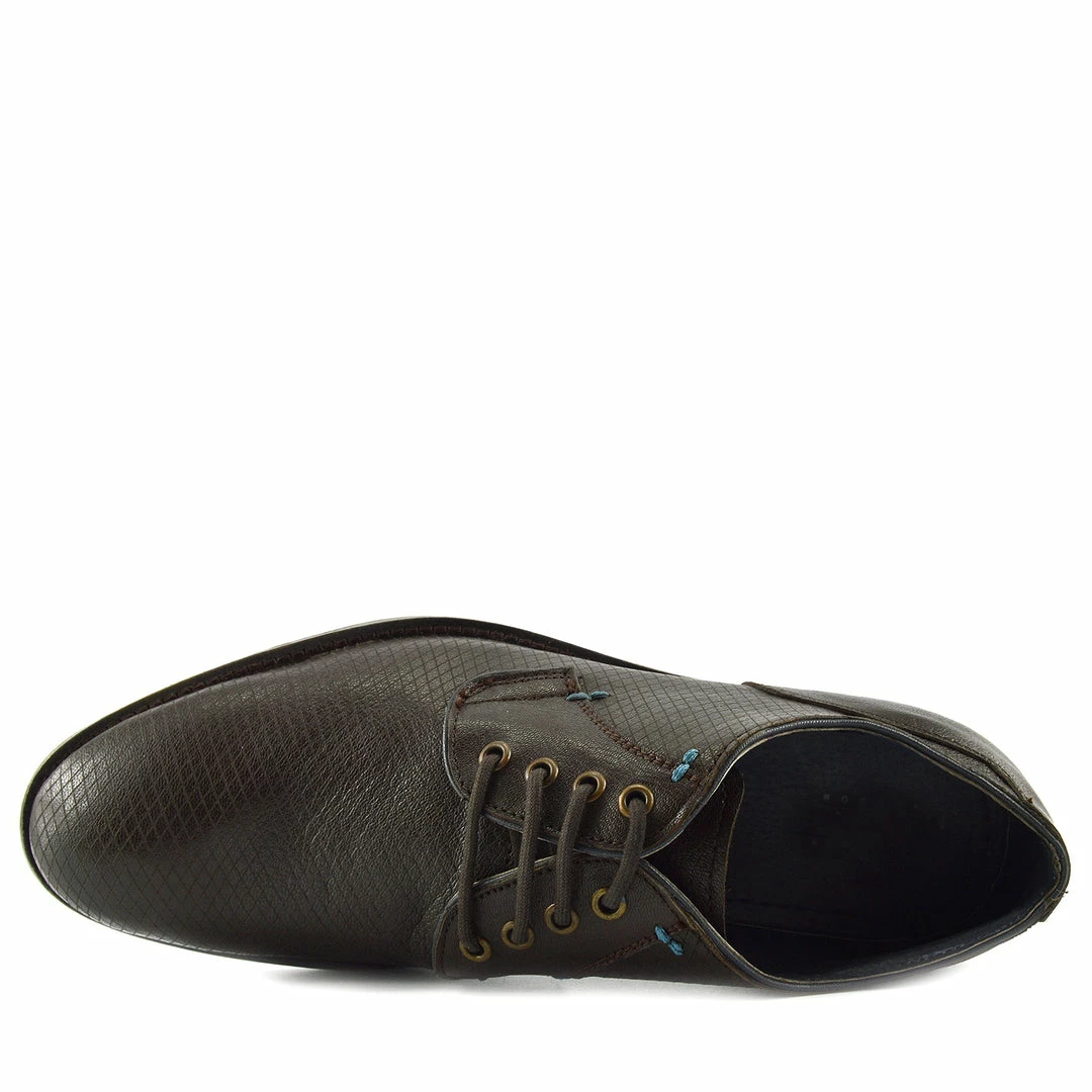Kickfootwear MENS Smart Leather Textured Brown Shoes 6 Kickfootwear MENS Smart Leather Textured Brown Shoes