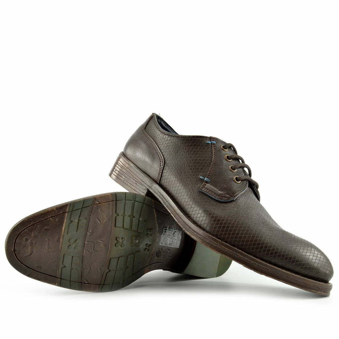 Kickfootwear MENS Smart Leather Textured Brown Shoes 3 Kickfootwear MENS Smart Leather Textured Brown Shoes