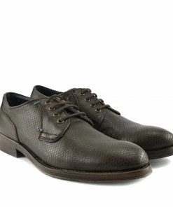 Kickfootwear MENS Smart Leather Textured Brown Shoes
