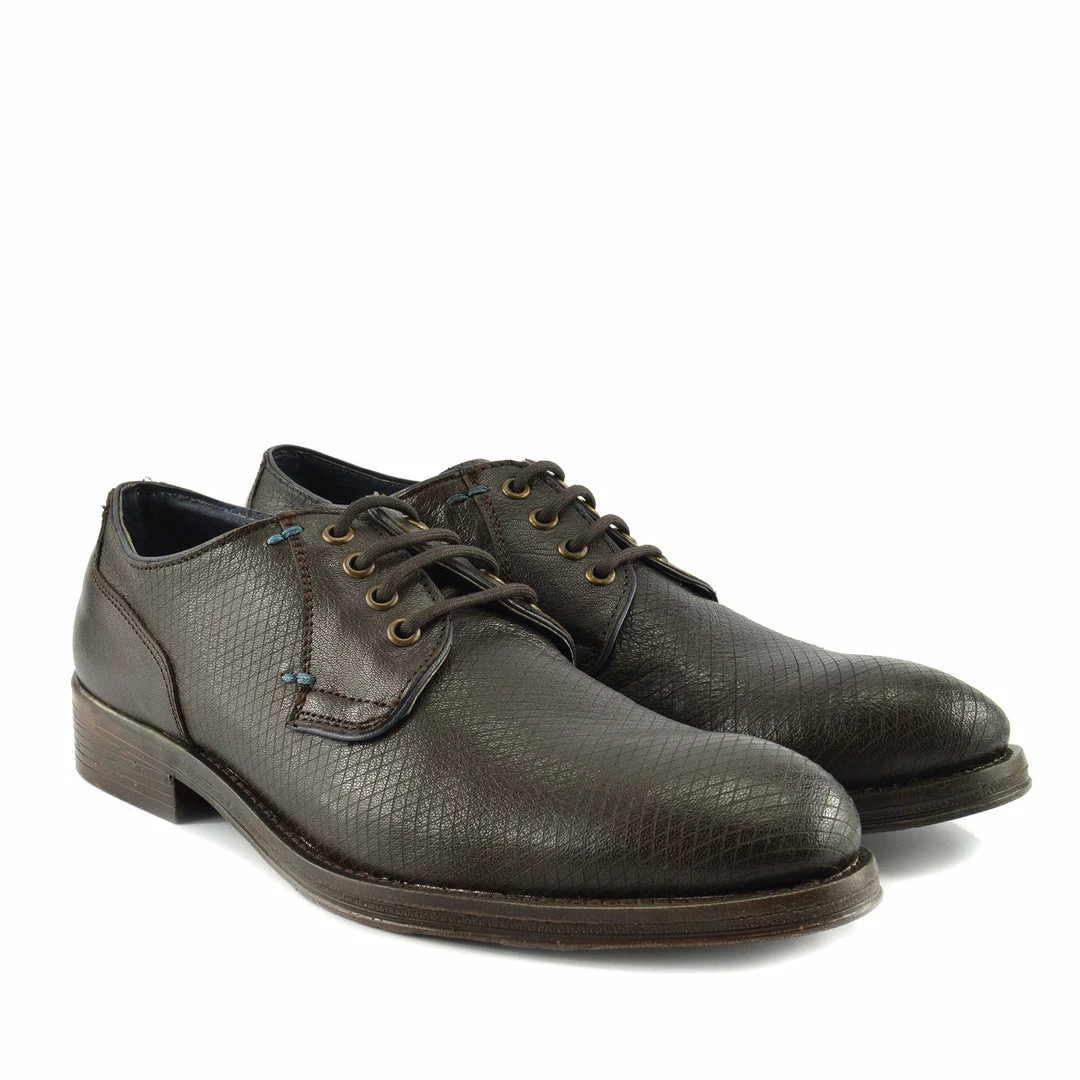 Kickfootwear MENS Smart Leather Textured Brown Shoes 2 Kickfootwear MENS Smart Leather Textured Brown Shoes