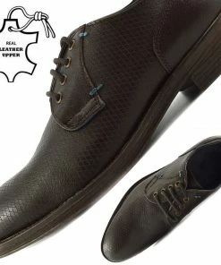 Kickfootwear MENS Smart Leather Textured Brown Shoes 17 Kickfootwear MENS Smart Leather Textured Brown Shoes