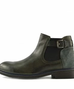 Kickfootwear Lincoln Leather Combat Military Biker Boots - Grey MENS