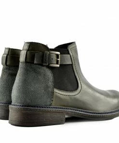 Kickfootwear Lincoln Leather Combat Military Biker Boots - Grey MENS