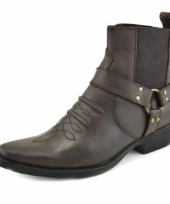 Kickfootwear Nash Leather Ankle Cowboy Ring Boots - Brown MENS 7 Kickfootwear Nash Leather Ankle Cowboy Ring Boots - Brown MENS