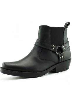 Kickfootwear Nash Leather Ankle Cowboy Ring Boots - Black-S MENS 8 Kickfootwear Nash Leather Ankle Cowboy Ring Boots - Black-S MENS
