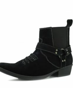 Kickfootwear Wilson Suede Western Cowboy Ankle Boots - Black 8 Kickfootwear Wilson Suede Western Cowboy Ankle Boots - Black