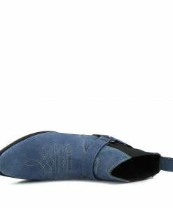 Kickfootwear MENS Wilson Suede Western Cowboy Ankle Boots - Blue Suede
