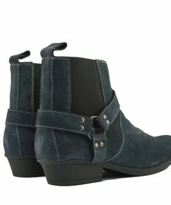 Kickfootwear Wilson Suede Western Cowboy Ankle Boots - Navy Suede