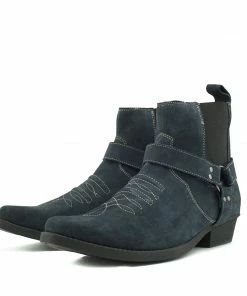 Kickfootwear Wilson Suede Western Cowboy Ankle Boots - Navy Suede