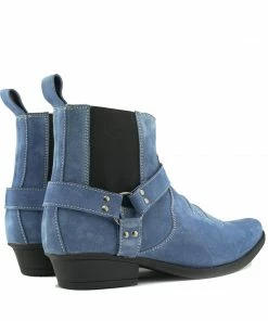 Kickfootwear MENS Wilson Suede Western Cowboy Ankle Boots - Blue Suede