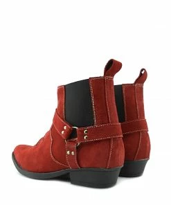 Kickfootwear Wilson Suede Western Cowboy Ankle Boots - Red Suede MENS