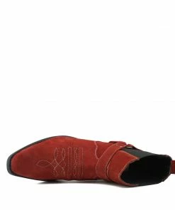 Kickfootwear Wilson Suede Western Cowboy Ankle Boots - Red Suede MENS