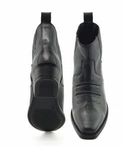 Kickfootwear Jax Leather Western Cowboy Cuban Heel Boot - Black MENS