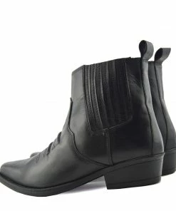 Kickfootwear Jax Leather Western Cowboy Cuban Heel Boot - Black MENS