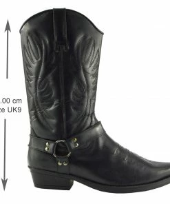 Kickfootwear MENS Range Long Western Cowboy Boots With Ring - Black