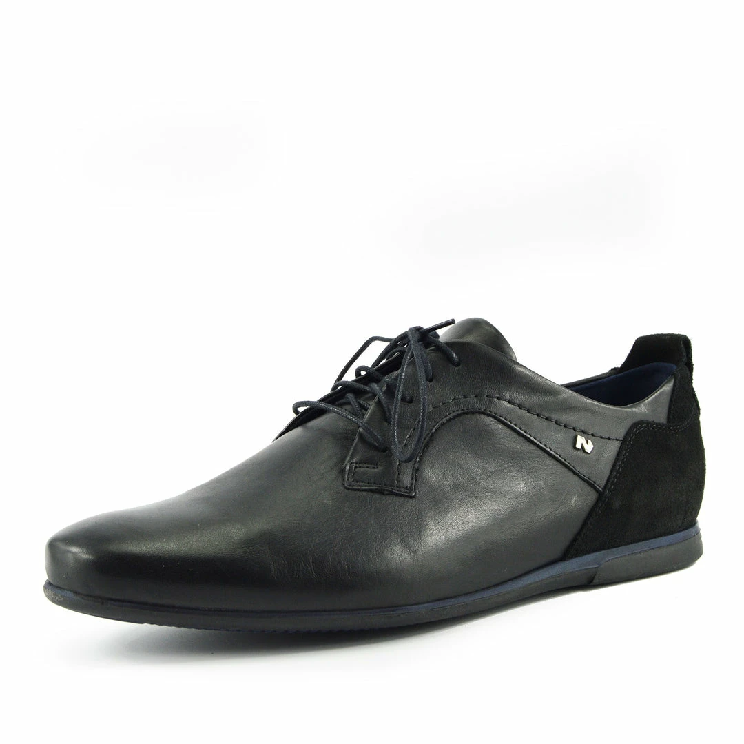 Kickfootwear MENS Smart Leather Lace Up Contrast Shoes - Black-Navy 4 Kickfootwear MENS Smart Leather Lace Up Contrast Shoes - Black-Navy