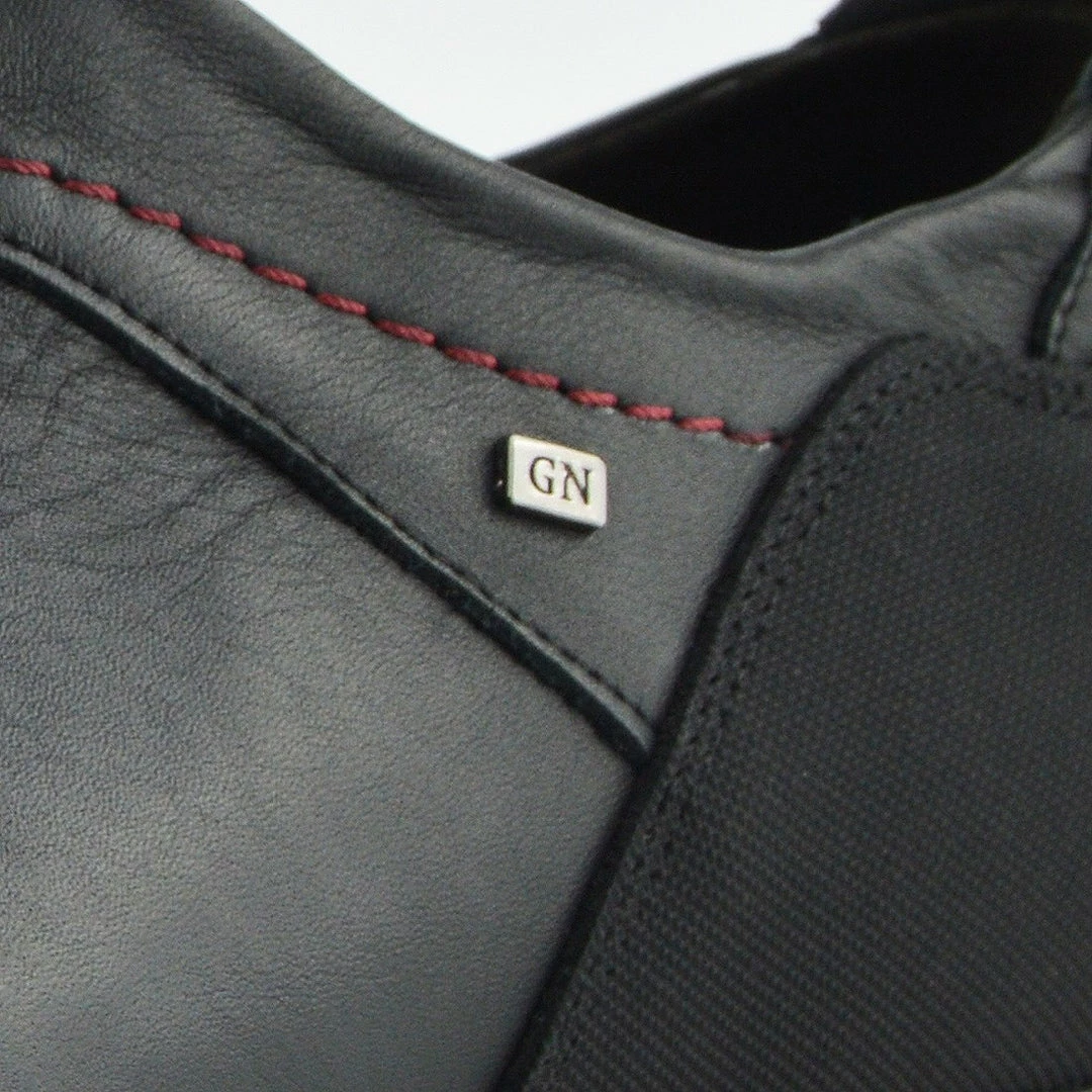 Kickfootwear MENS Smart Leather Casual Black Lace Up Shoes - Black-Red 3 Kickfootwear MENS Smart Leather Casual Black Lace Up Shoes - Black-Red